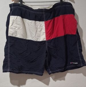 Tommy Hilfiger Navy, Red, and White Swim Shorts